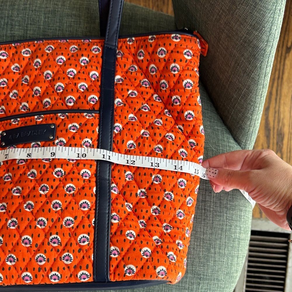 Vera Bradley Trimmed Rio Rosie large Tote purse shoulder bag orange NWOT beach - Picture 11 of 12